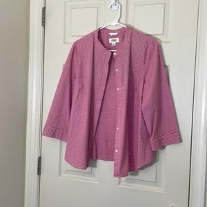 Talbots Classic Easy Care Cotton Checked Shirt Size Large